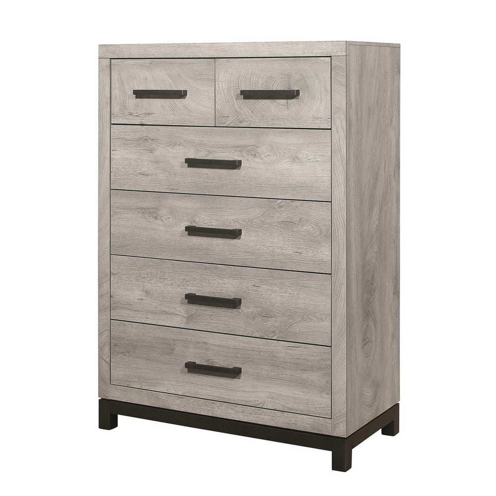 Deena Tall Dresser | 49" | 6 Drawers | Light Gray | Metal Handles