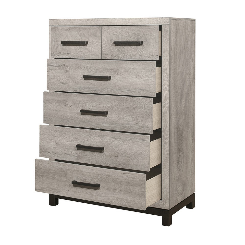 Deena Tall Dresser | 49" | 6 Drawers | Light Gray | Metal Handles