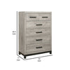 Deena Tall Dresser | 49" | 6 Drawers | Light Gray | Metal Handles