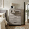 Deena Tall Dresser | 49" | 6 Drawers | Light Gray | Metal Handles