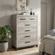 Deena Tall Dresser | 49" | 6 Drawers | Light Gray | Metal Handles