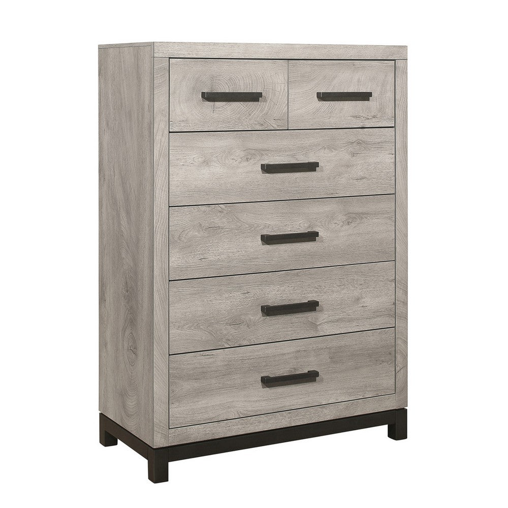 Deena Tall Dresser | 49" | 6 Drawers | Light Gray | Metal Handles