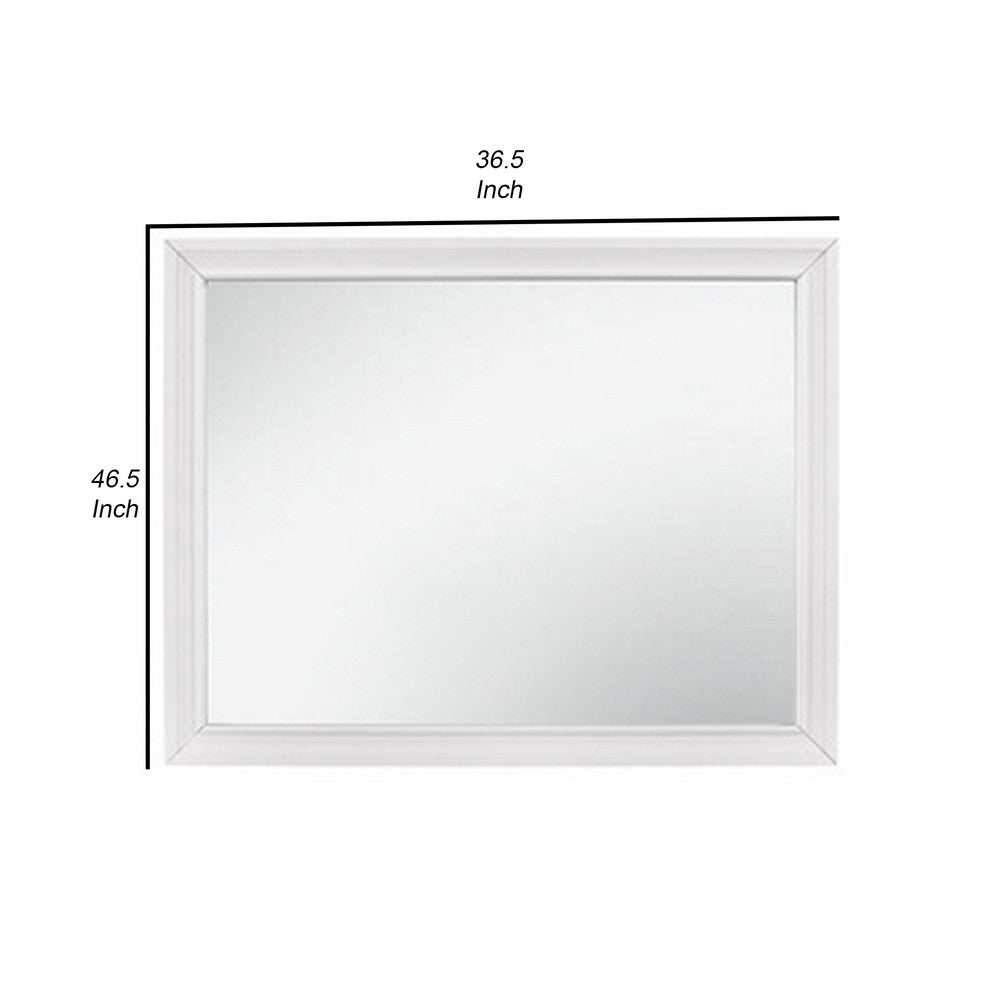 Ani Accent Mirror | 37" | Rectangular | Faux Wood Frame | White