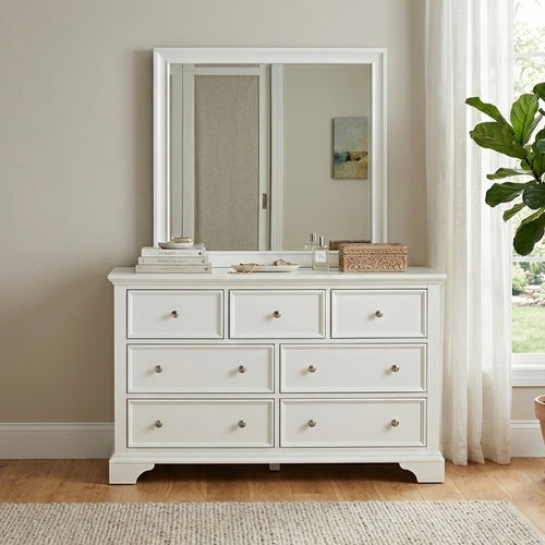 Ani Accent Mirror | 37" | Rectangular | Faux Wood Frame | White
