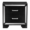 Aisha 24 Inch 2 Drawer Nightstand Embossed Front Mirror Trim Black Wood By Casagear Home BM295553