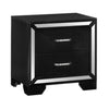 Aisha 24 Inch 2 Drawer Nightstand, Embossed Front, Mirror Trim, Black Wood By Casagear Home