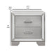 Aisha 24 Inch 2 Drawer Nightstand Embossed Front Mirror Trim Silver Wood By Casagear Home BM295554