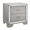 Aisha Nightstand | 24" | 2 Drawers | Mirror Trim | Silver Finish