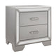 Aisha Nightstand | 24" | 2 Drawers | Mirror Trim | Silver Finish