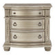 Caitlin 35 Inch 3 Drawer Nightstand with Marble Top Leaf Carvings Silver By Casagear Home BM295557