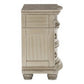 Caitlin 35 Inch 3 Drawer Nightstand with Marble Top Leaf Carvings Silver By Casagear Home BM295557