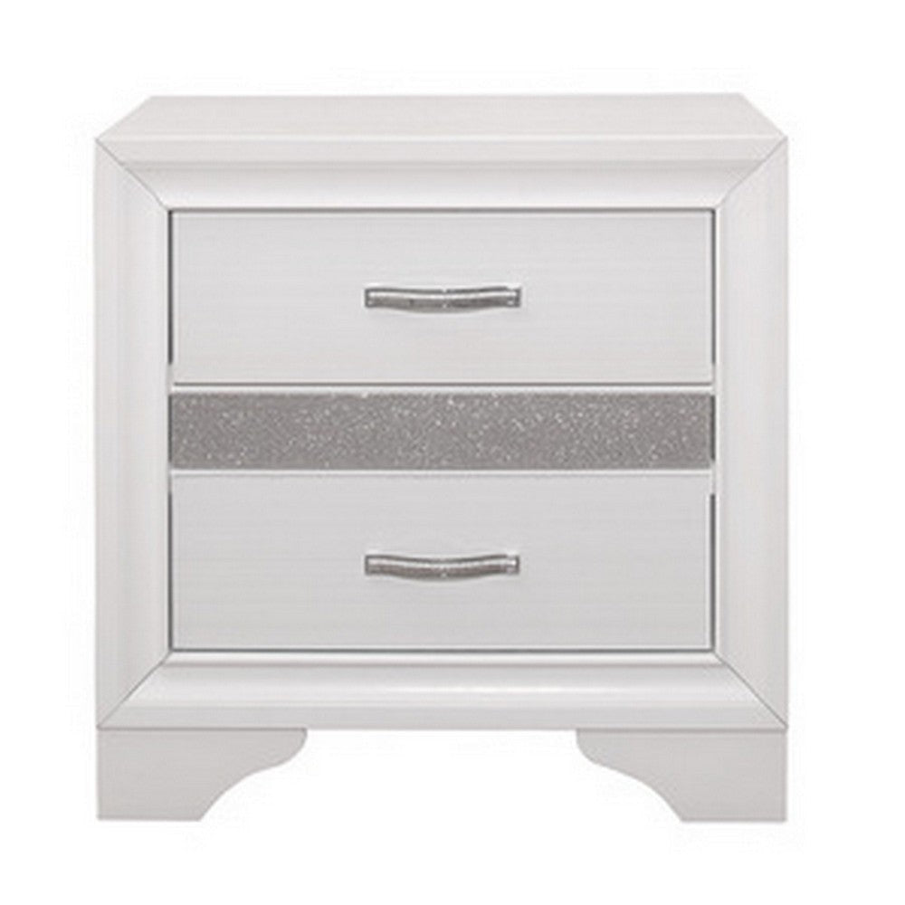 Ani 26 Inch Modern 2 Drawer Nightstand Hidden Jewelry Drawer White Frame By Casagear Home BM295558