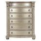 Caitlin 58 Inch Tall Dresser Marble Top Leaf Carving Silver Wood By Casagear Home BM295561