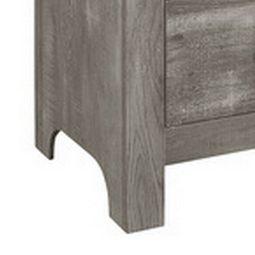 Adia 24 Inch Classic 2 Drawer Nightstand Metal Handles Rustic Gray Finish By Casagear Home BM295562