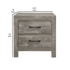 Adia 24 Inch Classic 2 Drawer Nightstand Metal Handles Rustic Gray Finish By Casagear Home BM295562