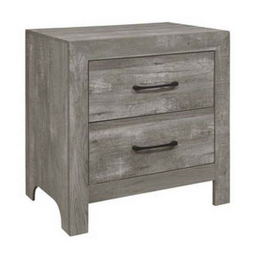 Adia Nightstand | 24" | 2 Drawers | Metal Handles | Rustic Gray