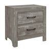 Adia Nightstand | 24" | 2 Drawers | Metal Handles | Rustic Gray