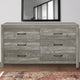 Adia Dresser | 59" | 6 Drawers | Metal Handles | Rustic Gray Wood