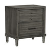 Ceila Nightstand | 27" | 2 Drawers | Tapered Legs | Gray Finish