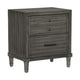 Ceila Nightstand | 27" | 2 Drawers | Tapered Legs | Gray Finish