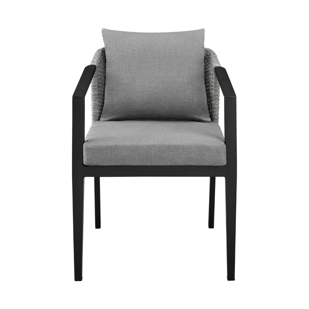 Nyla Dining Chair Set of 2 | 22’’ | Wicker | Black Aluminum | Gray BM295611