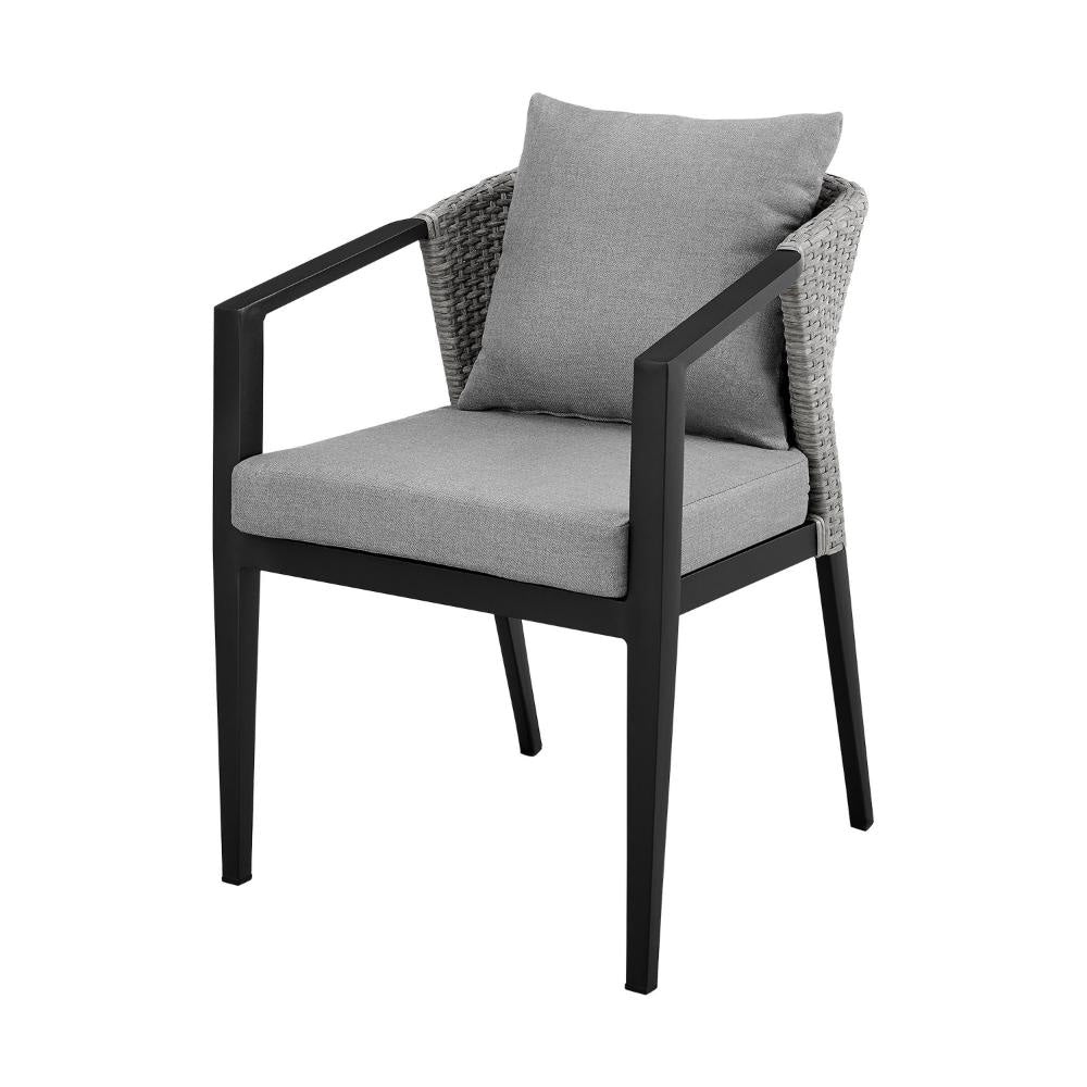 Nyla Dining Chair Set of 2 | 22’’ | Wicker | Black Aluminum | Gray BM295611