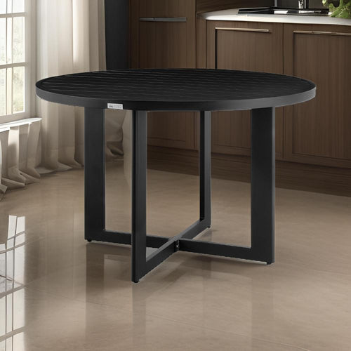 Ollie Dining Table | 48" | Round Top | Aluminum Frame | Black