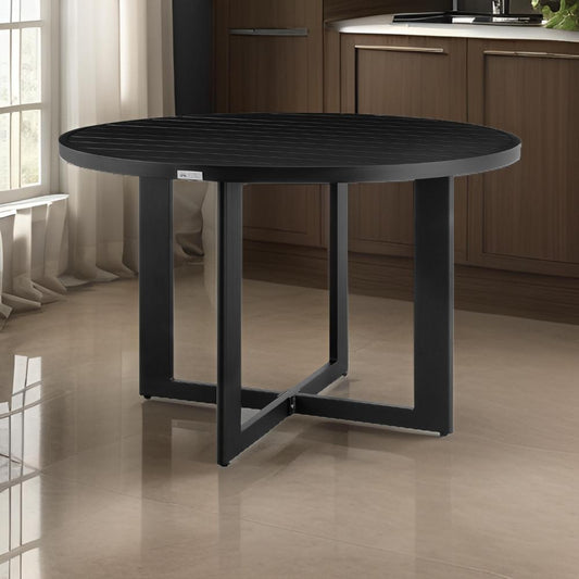 Ollie Dining Table | 48" | Round Top | Aluminum Frame | Black