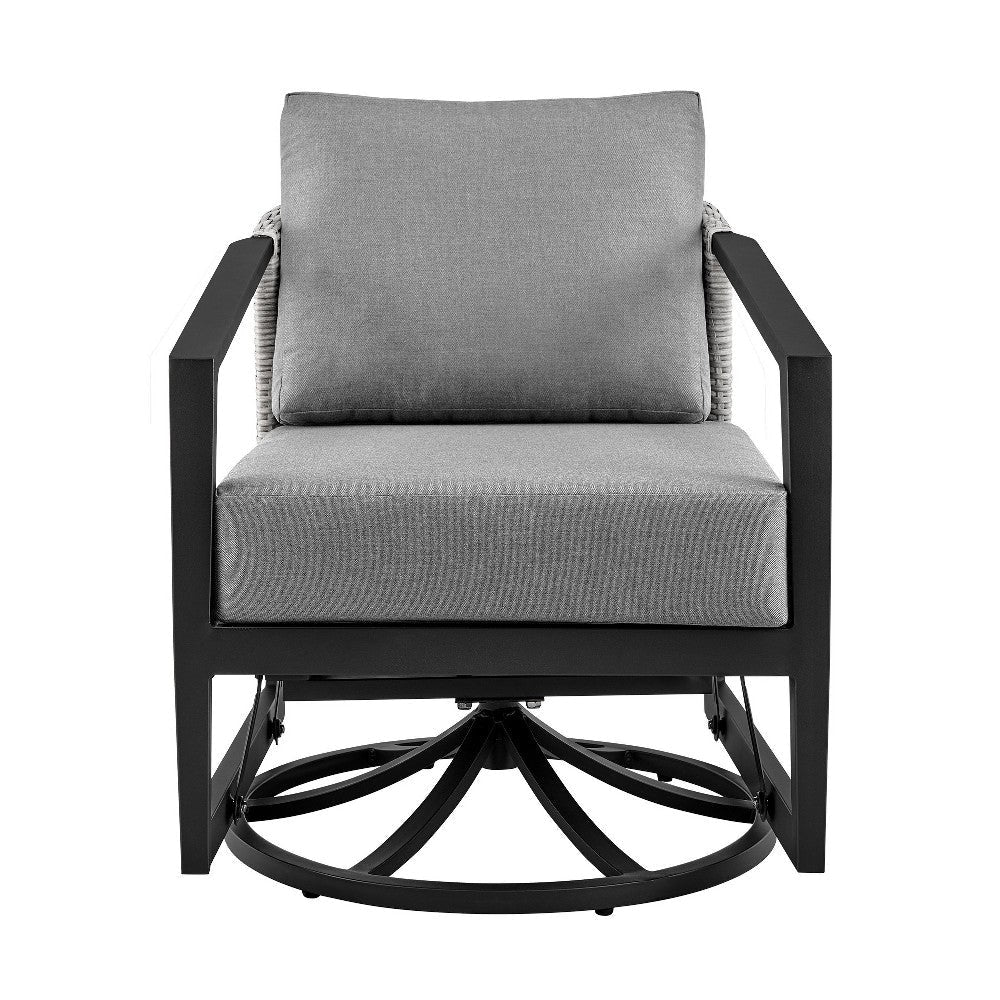 Nyla Swivel Lounge Chair | 28’’ | Wicker Back | Black Frame BM295622