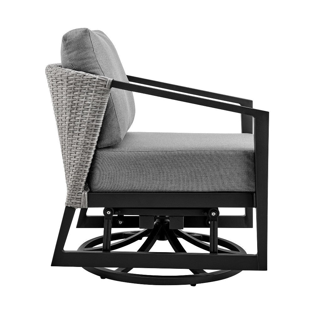 Nyla Swivel Lounge Chair | 28’’ | Wicker Back | Black Frame BM295622