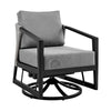 Nyla Swivel Lounge Chair | 28" | Wicker Back | Black Frame