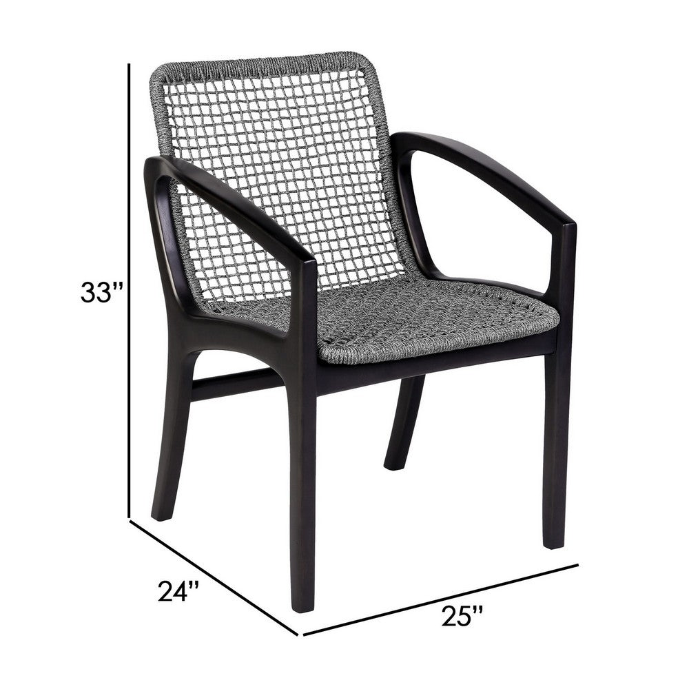 Tye Dining Chair | 25" | Gray Rope Seat | Dark Eucalyptus Wood