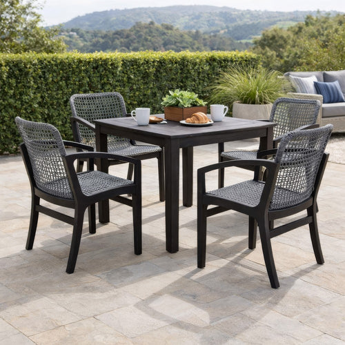 Tye Dining Chair | 25" | Gray Rope Seat | Dark Eucalyptus Wood