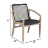 Tye 25 Inch Patio DIning Chair Light Eucalyptus Wood Dark Gray Rope Seat By Casagear Home BM295641