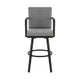 Faye Patio Barstool | 30" | Gray Cushion | Black Aluminum Frame