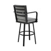 Faye Patio Barstool | 30’’ | Gray Cushion | Black Aluminum Frame BM295645