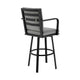 Faye Patio Barstool | 30’’ | Gray Cushion | Black Aluminum Frame BM295645