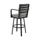 Faye Patio Barstool | 30" | Gray Cushion | Black Aluminum Frame