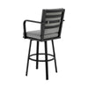 Faye Patio Barstool | 30’’ | Gray Cushion | Black Aluminum Frame BM295645