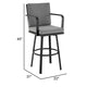 Faye Patio Barstool | 30" | Gray Cushion | Black Aluminum Frame
