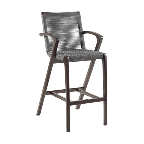 Ivan Counter Stool | 26" | Gray Rope Seat | Dark Eucalyptus Wood