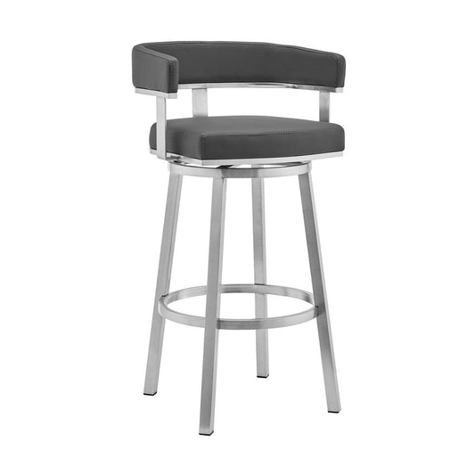 Sez Swivel Counter Stool | 26" | Armchair | Steel Frame | Gray