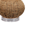 25 Inch Table Lamp Rattan Woven Inverted Tapered Shade White Beige By Casagear Home BM295713