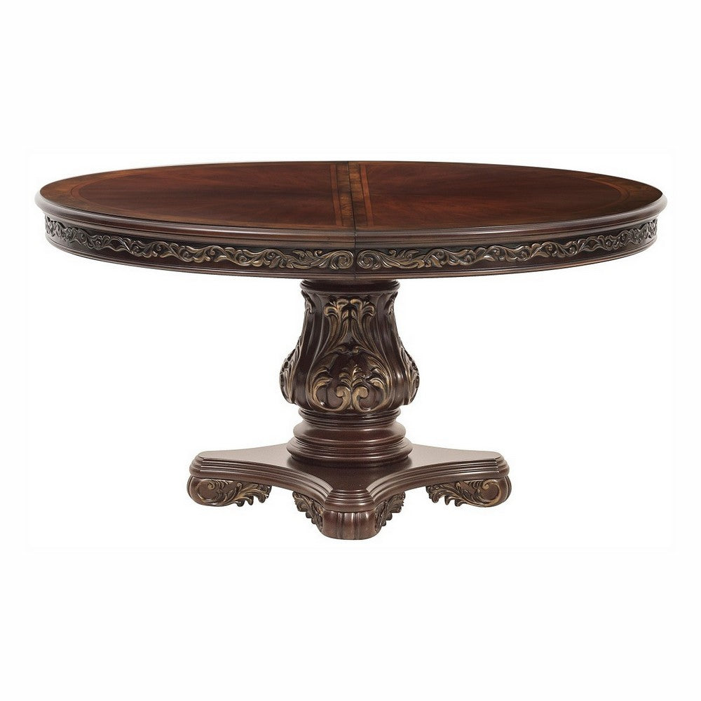 Ellie Dining Table | 60–76" | Round Extendable | Cherry Brown