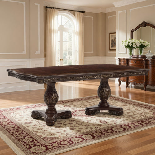 Ellie Dining Table | 86–114" | Rectangular Extendable | Cherry Brown