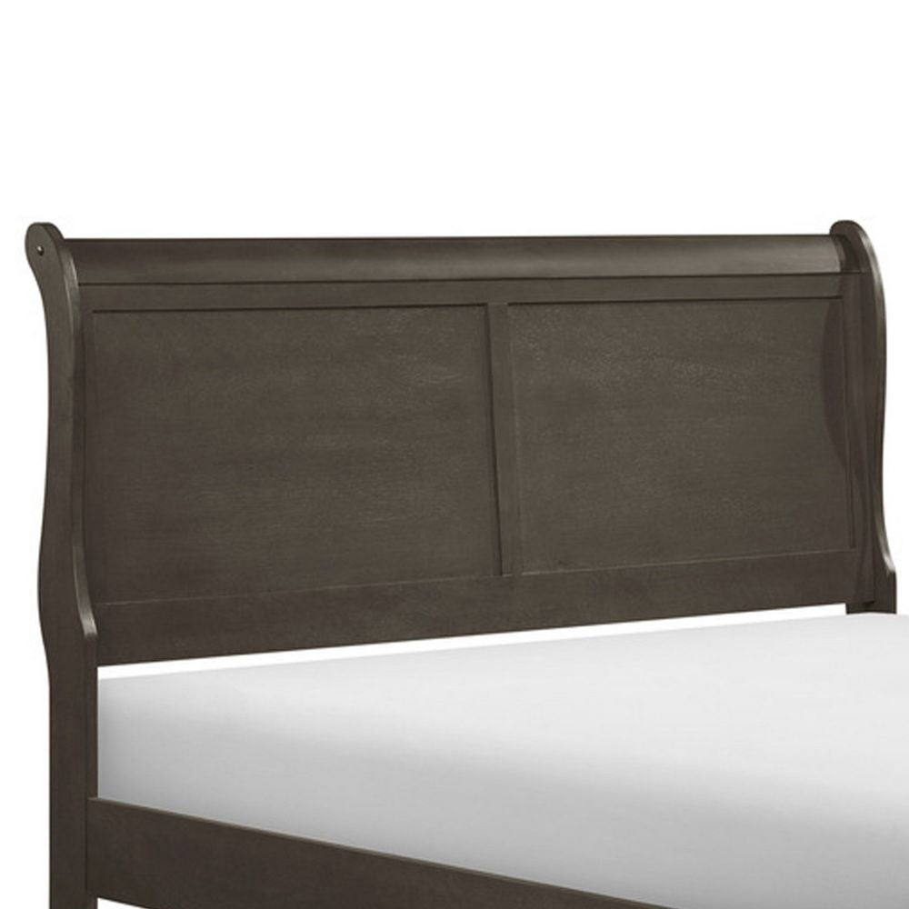 Gage Traditional California King Sleigh Bed Wood Frame Stained Gray By Casagear Home BM295813