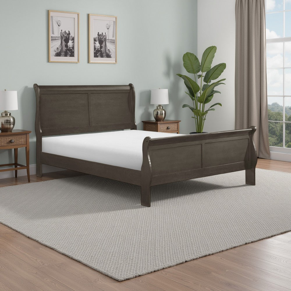 Gage Traditional California King Sleigh Bed, Wood Frame, Stained Gray By Casagear Home