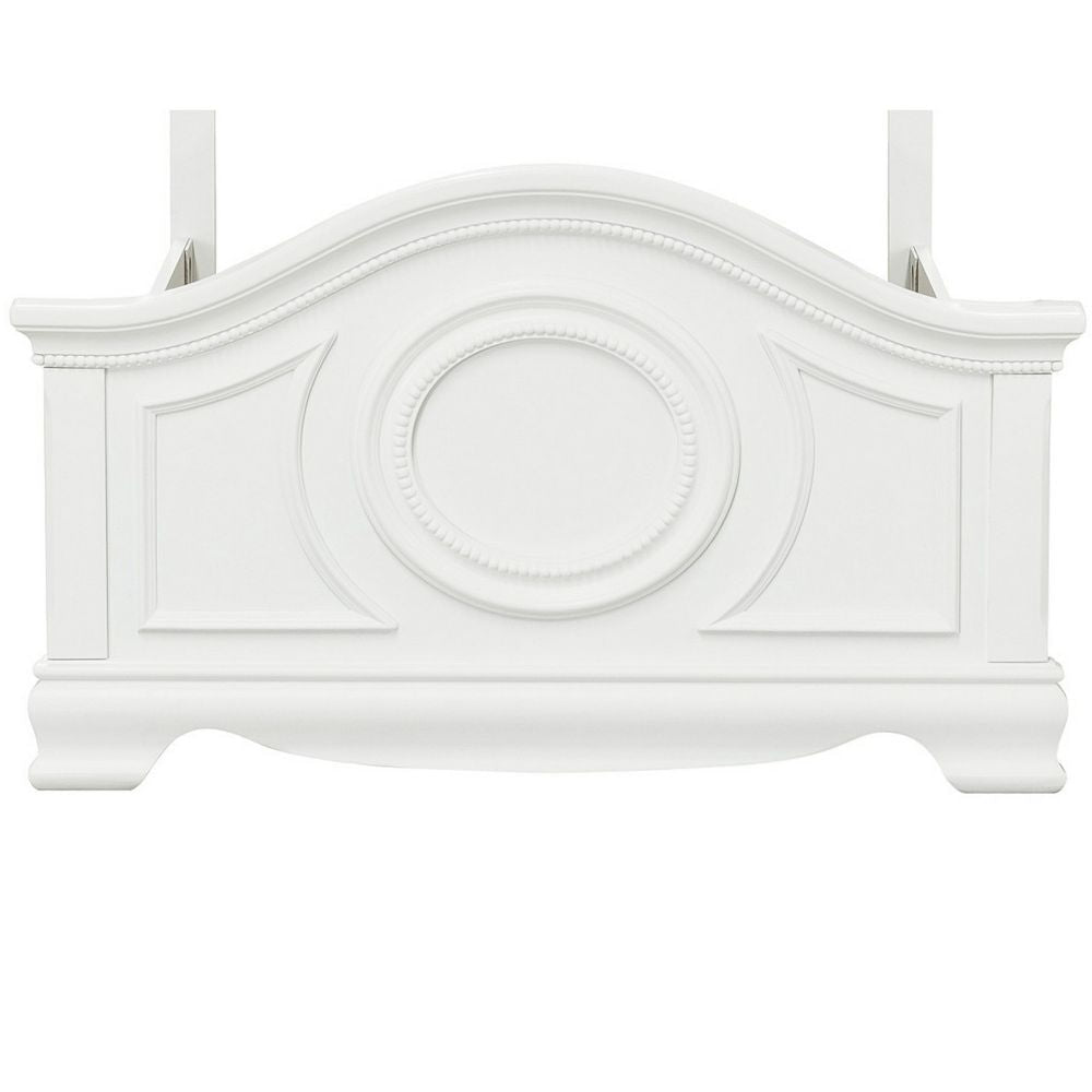 Lilya Traditional Full Size Bed Bead Molding and Shell Motif Crisp White By Casagear Home BM295825