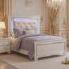 Noah California King Bed | Crystal Tufted Headboard | LED | White