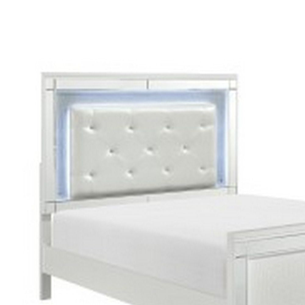 Quinn Modern California King Bed Back Lit LED Headboard Crisp White By Casagear Home BM295844